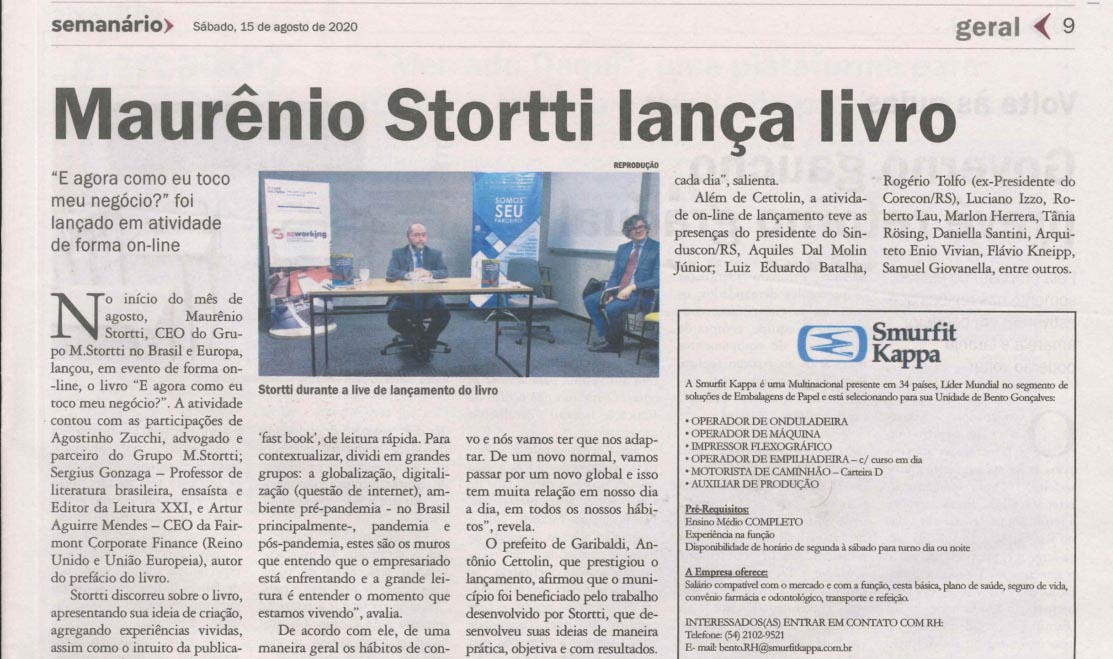 Repercussão Lançamento do livro “E agora como eu toco meu negócio?”
